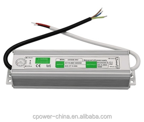 Silberweiß 24v Gleichstrom wasserdicht elektronischer 50W LED-Treiber 100w 25w IP67 Stromversorgungstransformer