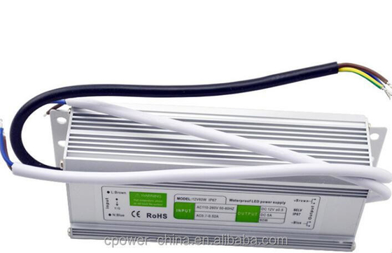 Einziger Ausgang 60W 5A IP67 wasserdicht LED-Stromversorgung 12V AC/DC mit 86% Wirkungsgrad