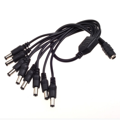 1 männliches bis 8 männliches Doppelweibliches Splitterkabel für 5,5 mm/2,1 mm CCTV-Kamera DC-Leistung CE-Genehmigung