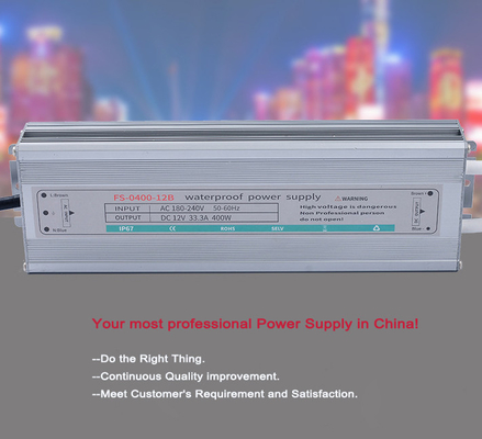 400W 12V 33,3A Gleichstromwasserdichte LED-Stromversorgung IP67 Nennbereich der Linienregelung ±0,5max