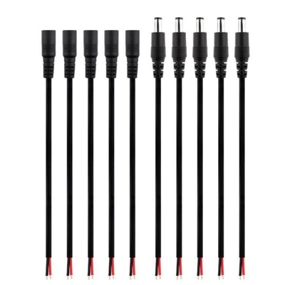 Schwarzes DC-Gehälter-Stromanschluss Pigtail-Kabel mit 2,1 mm X 5,5 mm männlich-weiblichem Jack-Anschluss