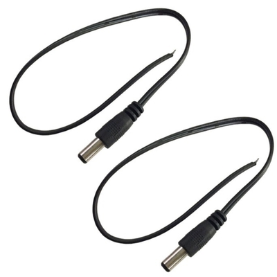 2.1mm x 5.5mm Gleichspannung Männlicher Stecker Ende Kabel Draht Schwanzrohr für CCTV in Schwarz