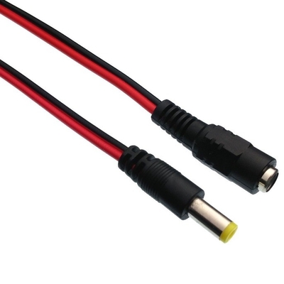 2.1mm x 5.5mm Gleichspannung Männlicher Stecker Ende Kabel Draht Schwanzrohr für CCTV in Schwarz