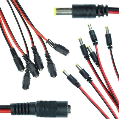 2.1mm x 5.5mm Gleichspannung Männlicher Stecker Ende Kabel Draht Schwanzrohr für CCTV in Schwarz
