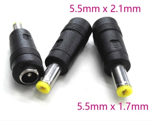 Schwarzer Adapter für Gleichstromanschluss 5.5x1.7mm Männlich zu 5.5x2.1mm Weiblich Jack-Anschluss