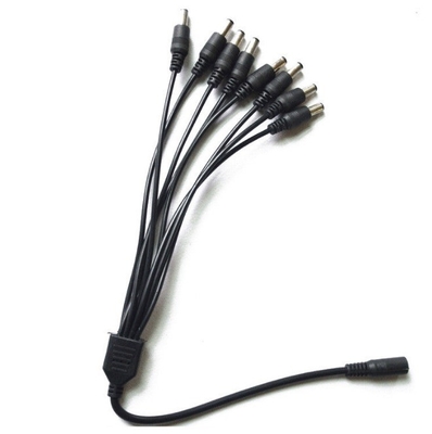 12v dc 8 Kanal Stromkabel Splitter 1 weiblich zu 8 männlich Schwarz CCTV-Sicherheitssystem Kamera
