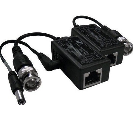 Schwarzes CCTV BNC auf RJ45 Video Balun mit DC-Leistungserweiterung über Ethernet Cat5/6 Kabel