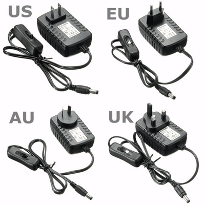 EU US UK Stecker 100-240V zu Gleichstrom 12V-Stromversorgungsadapter mit Ein-Aus-Schalter-Ausgang 2000mA