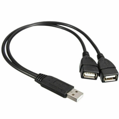 Niedrigspannungs-USB 2.0 Männlich bis 2 Doppel weiblich Jack Y Splitter Hub Kabel-Ada Strom