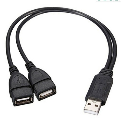 Niedrigspannungs-USB 2.0 Männlich bis 2 Doppel weiblich Jack Y Splitter Hub Kabel-Ada Strom
