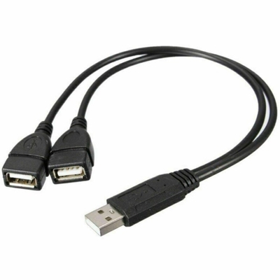 Niedrigspannungs-USB 2.0 Männlich bis 2 Doppel weiblich Jack Y Splitter Hub Kabel-Ada Strom
