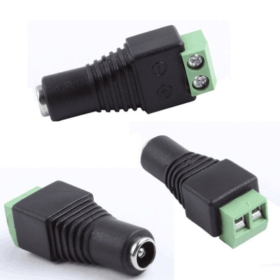 Schwarz und Grün Gleichstromschraubterminal weiblich 2.1x5.5mm Jack-Anschlussadapter für CCTV-Kamera