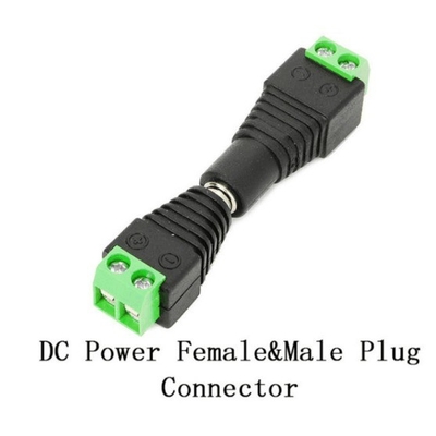 Schwarz und Grün Gleichstromschraubterminal weiblich 2.1x5.5mm Jack-Anschlussadapter für CCTV-Kamera