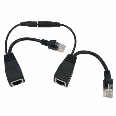 DC-Stecker Männlich Ende POE Splitter Kabel Injektor 16cm Länge für CCTV IP-Kamera in Schwarz