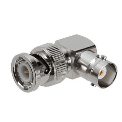 Silberner Männlicher Stecker zum BNC Weiblicher Jack CCTV-Kamera Videoadapter w/ 90 Grad Winkel