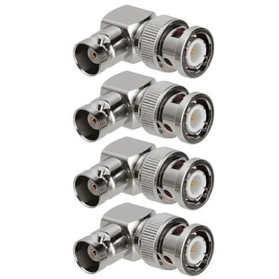 Silberner Männlicher Stecker zum BNC Weiblicher Jack CCTV-Kamera Videoadapter w/ 90 Grad Winkel