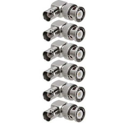 Silberner Männlicher Stecker zum BNC Weiblicher Jack CCTV-Kamera Videoadapter w/ 90 Grad Winkel