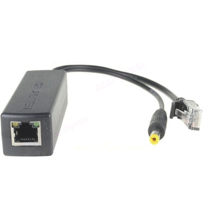 48V bis 12V 5V 2.4A Aktiver PoE-Splitter für CCTV-IP-Kamera IEEE802.3 schwarz konform