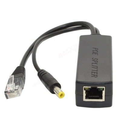 48V bis 12V 5V 2.4A Aktiver PoE-Splitter für CCTV-IP-Kamera IEEE802.3 schwarz konform