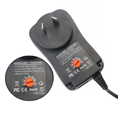 Gleichstrom-Ausgang 30 W Universalstromversorgung Adapter 100-240 V AC 3V-12 V einstellbare mehrere Spitzen