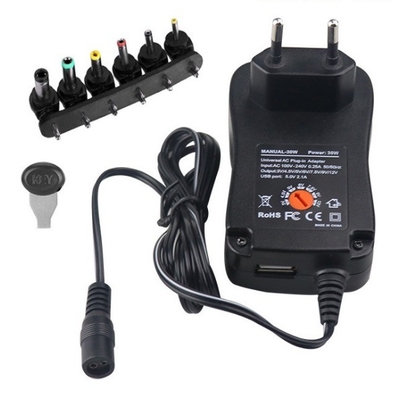 Universalverstellbarer Ladeadapter 3-12V 30W 2.1A mit USB-Ausgangstyp DC schwarz