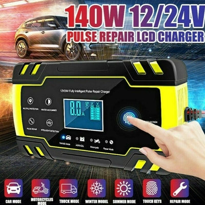 LCD-Touchscreen 12V 8A 24V 4A Batterieladegerät für Auto-Motorrad-Blei-Säure-Batterie